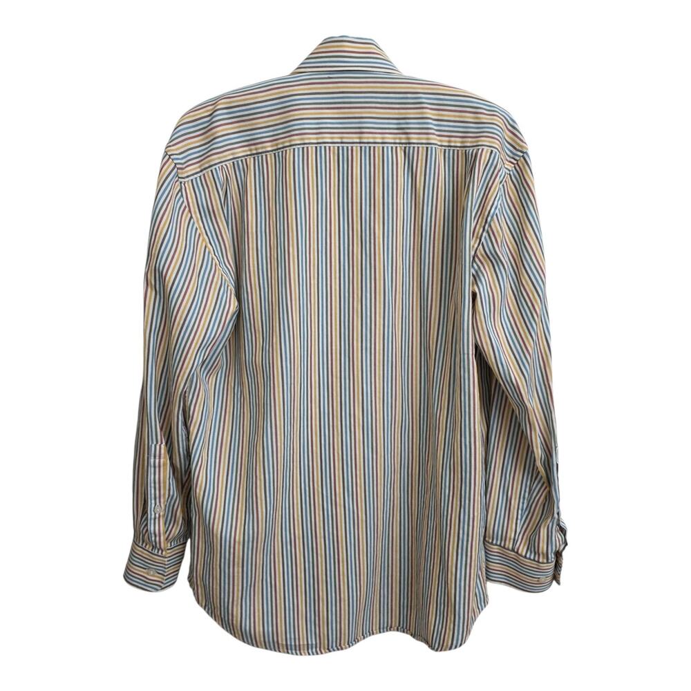 Alan Flusser Shirt Small Blue White Striped Button Up Long Sleeve Casual Mens - Picture 7 of 7